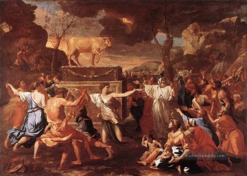  Klassische Kunst - Anbetung des goldenen Kalbes klassische Maler Nicolas Poussin